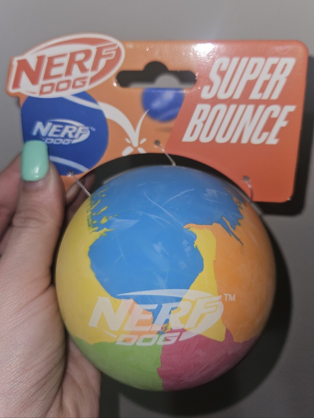 NWT Nerf Super Bounce Tie-Dye Multicolor Rubber Dog Ball For Play